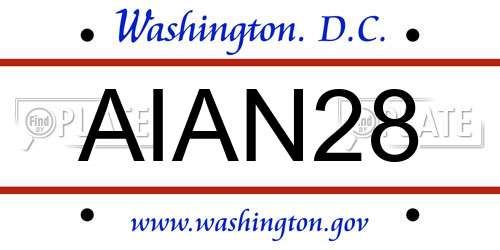 AIAN28 District Of Columbia License Plate