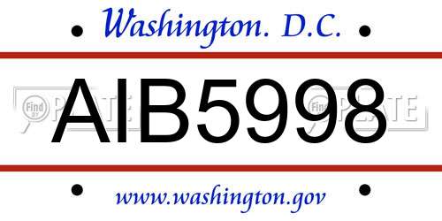AIB5998 District Of Columbia License Plate