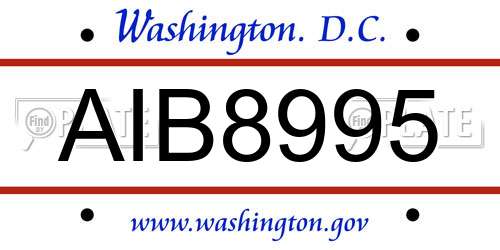 AIB8995 District Of Columbia License Plate