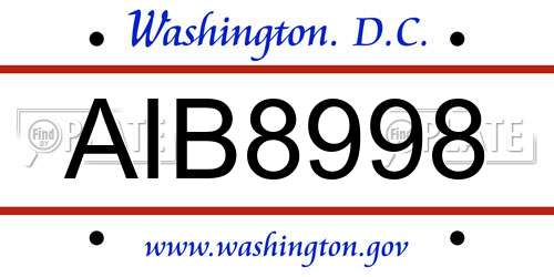 AIB8998 District Of Columbia License Plate