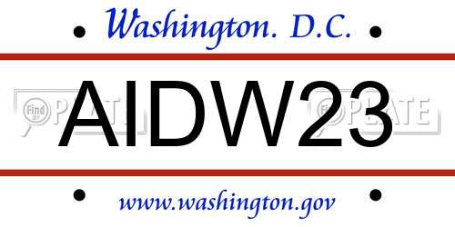 AIDW23 District Of Columbia License Plate