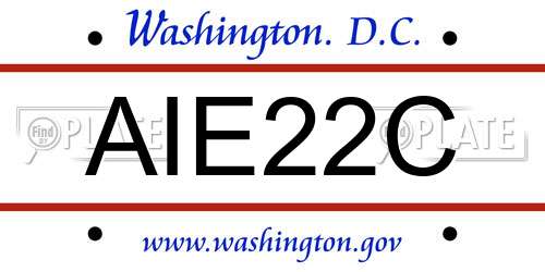 AIE22C District Of Columbia License Plate