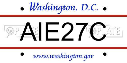 AIE27C District Of Columbia License Plate