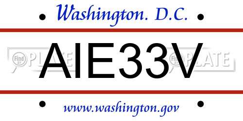 AIE33V District Of Columbia License Plate