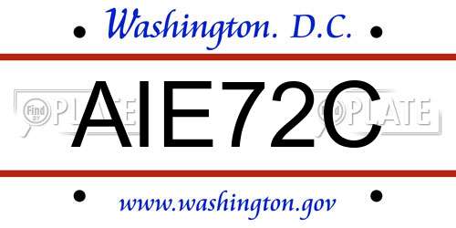 AIE72C District Of Columbia License Plate