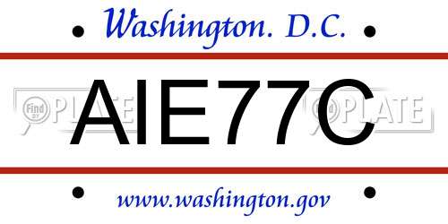 AIE77C District Of Columbia License Plate