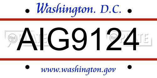 AIG9124 District Of Columbia License Plate