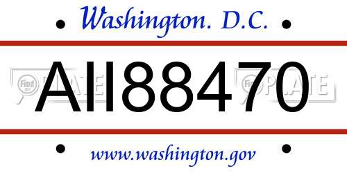 AII88470 District Of Columbia License Plate