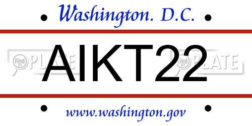 AIKT22 District Of Columbia License Plate