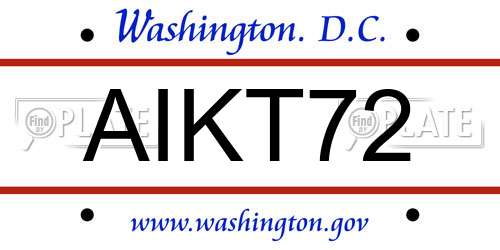AIKT72 District Of Columbia License Plate