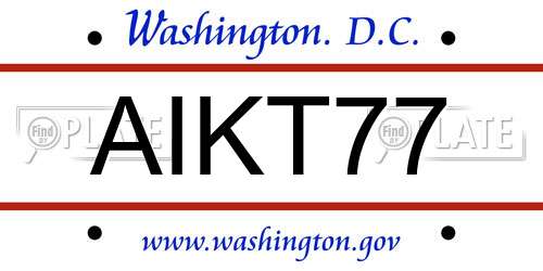 AIKT77 District Of Columbia License Plate