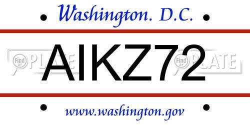 AIKZ72 District Of Columbia License Plate