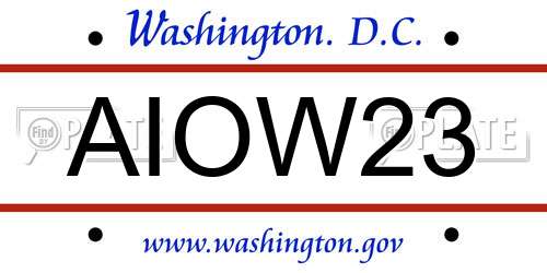 AIOW23 District Of Columbia License Plate