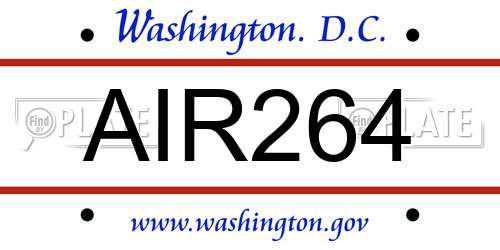 AIR264 District Of Columbia License Plate