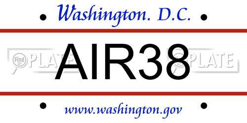 AIR38 District Of Columbia License Plate