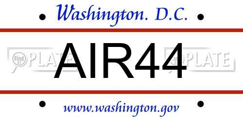 AIR44 District Of Columbia License Plate