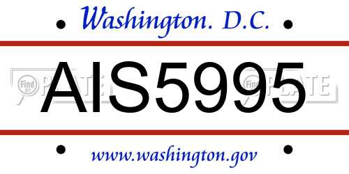 AIS5995 District Of Columbia License Plate
