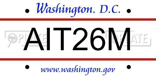 AIT26M District Of Columbia License Plate