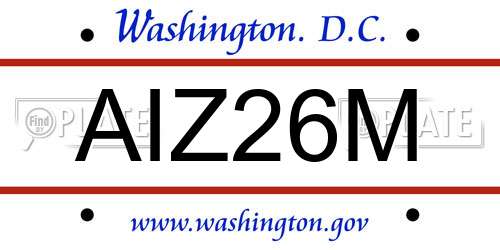AIZ26M District Of Columbia License Plate