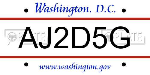 AJ2D5G District Of Columbia License Plate