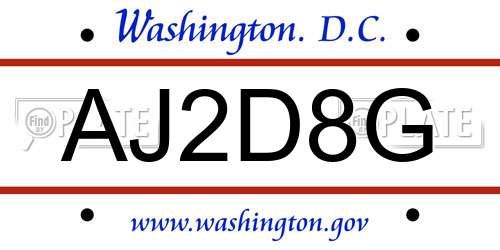 AJ2D8G District Of Columbia License Plate