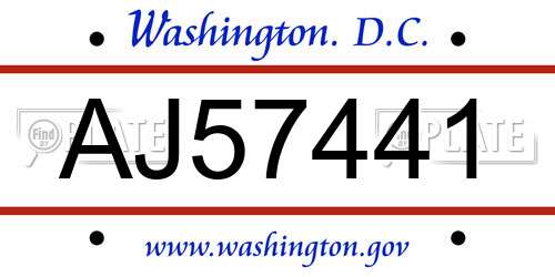 AJ57441 District Of Columbia License Plate
