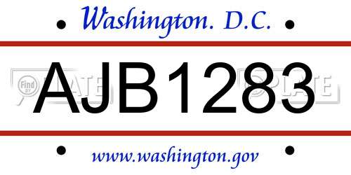 AJB1283 District Of Columbia License Plate