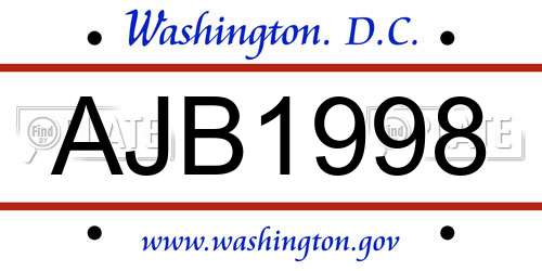 AJB1998 District Of Columbia License Plate