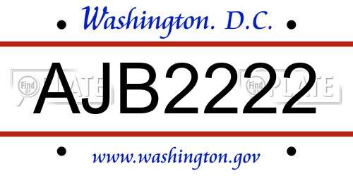 AJB2222 District Of Columbia License Plate