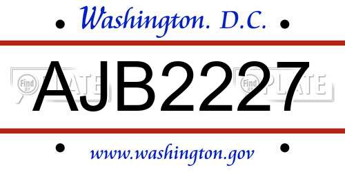 AJB2227 District Of Columbia License Plate