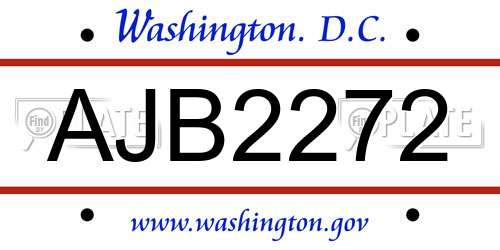 AJB2272 District Of Columbia License Plate