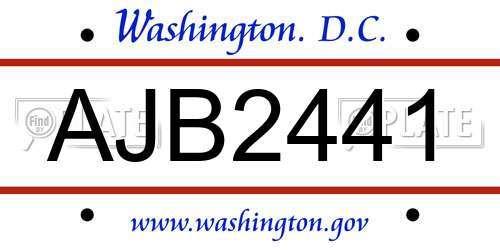 AJB2441 District Of Columbia License Plate