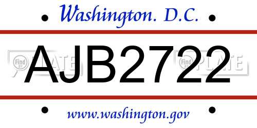AJB2722 District Of Columbia License Plate