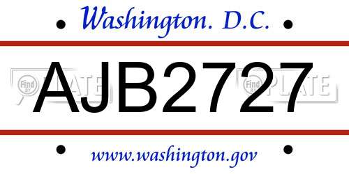 AJB2727 District Of Columbia License Plate