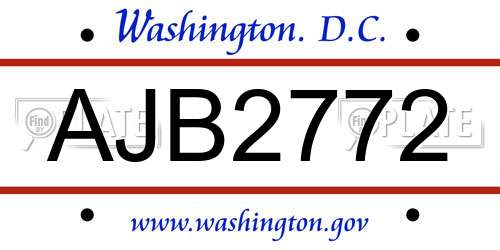 AJB2772 District Of Columbia License Plate