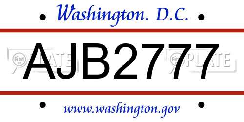AJB2777 District Of Columbia License Plate