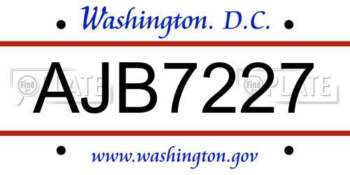 AJB7227 District Of Columbia License Plate