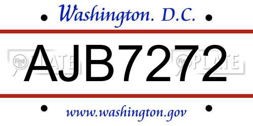 AJB7272 District Of Columbia License Plate