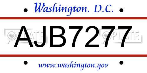 AJB7277 District Of Columbia License Plate