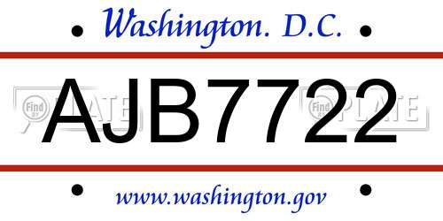 AJB7722 District Of Columbia License Plate