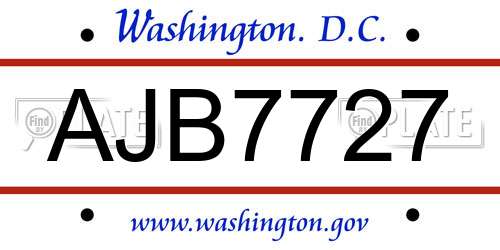 AJB7727 District Of Columbia License Plate