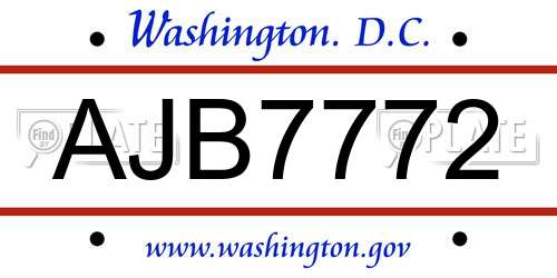 AJB7772 District Of Columbia License Plate
