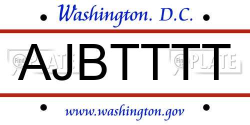 AJBTTTT District Of Columbia License Plate