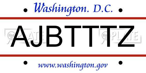 AJBTTTZ District Of Columbia License Plate