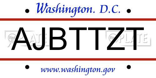 AJBTTZT District Of Columbia License Plate
