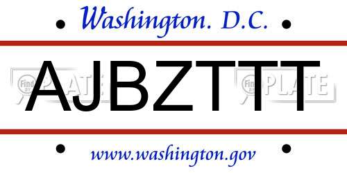 AJBZTTT District Of Columbia License Plate