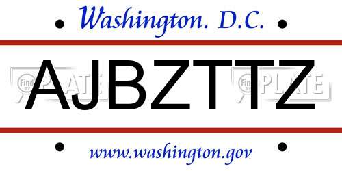 AJBZTTZ District Of Columbia License Plate