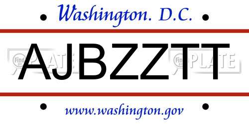 AJBZZTT District Of Columbia License Plate