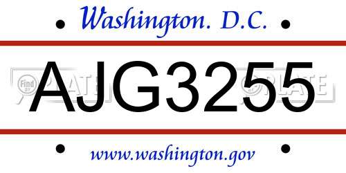 AJG3255 District Of Columbia License Plate