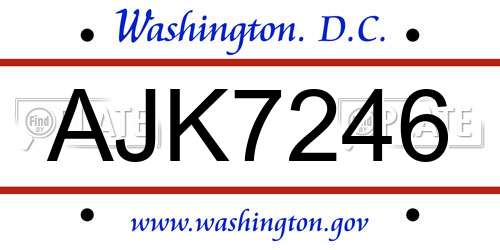 AJK7246 District Of Columbia License Plate